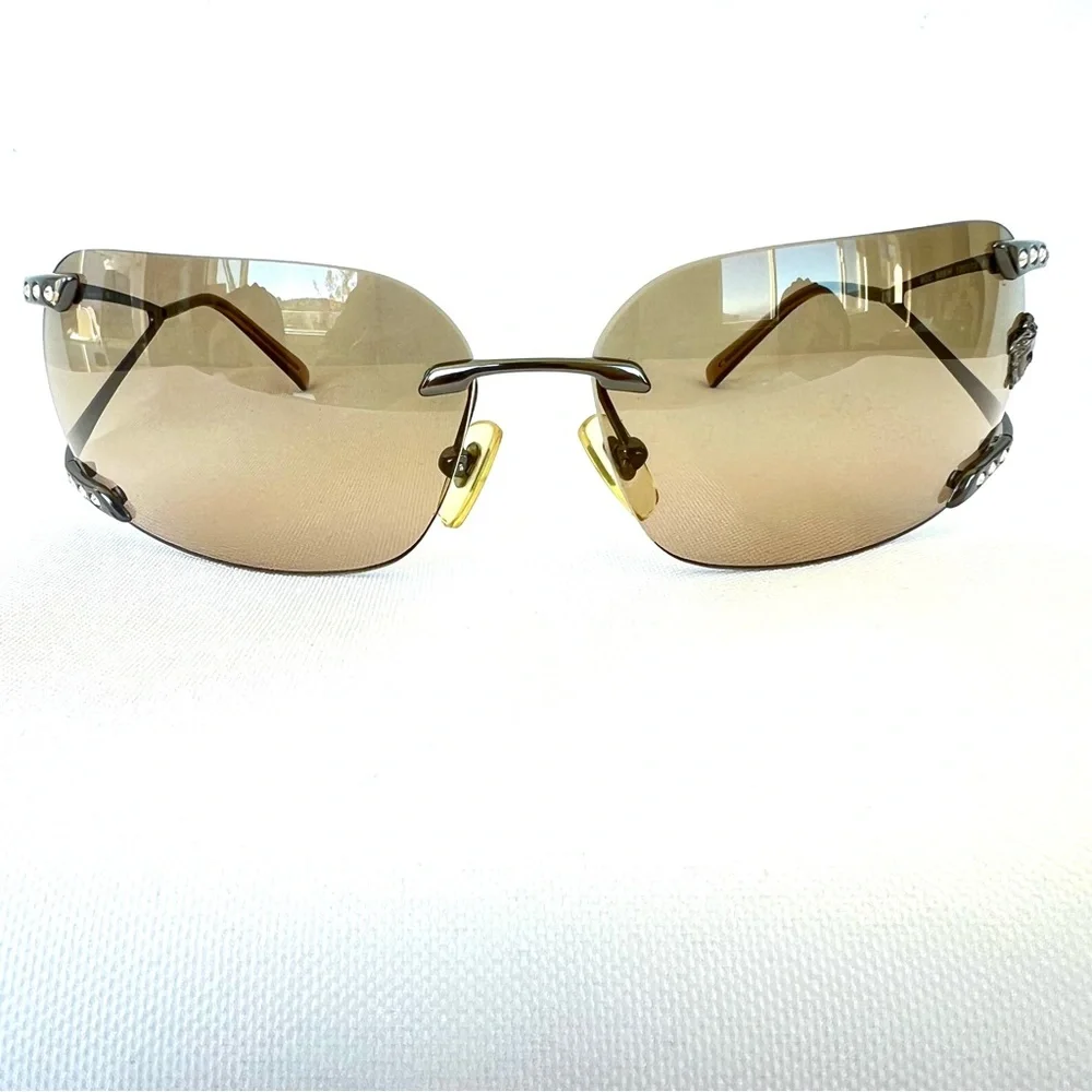 VERSACE MOD N86 1001/13 15931 Diamante Brown Curved Lenses Unisex Sunglasses - Picture 5 of 15
